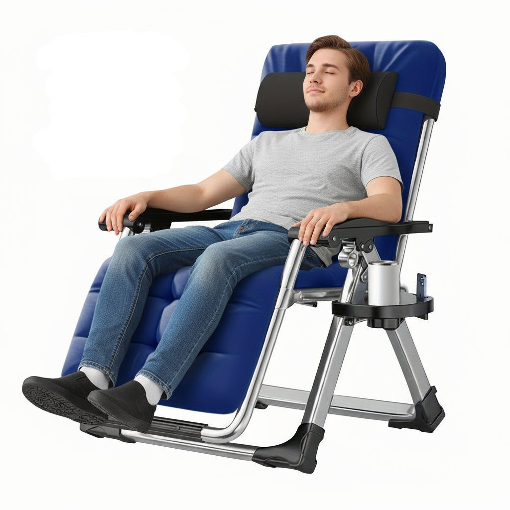 Zero Gravity Chair – Premium Folding Lawn Recliner with Cushion Headrest, Tray & Adjustable Recline