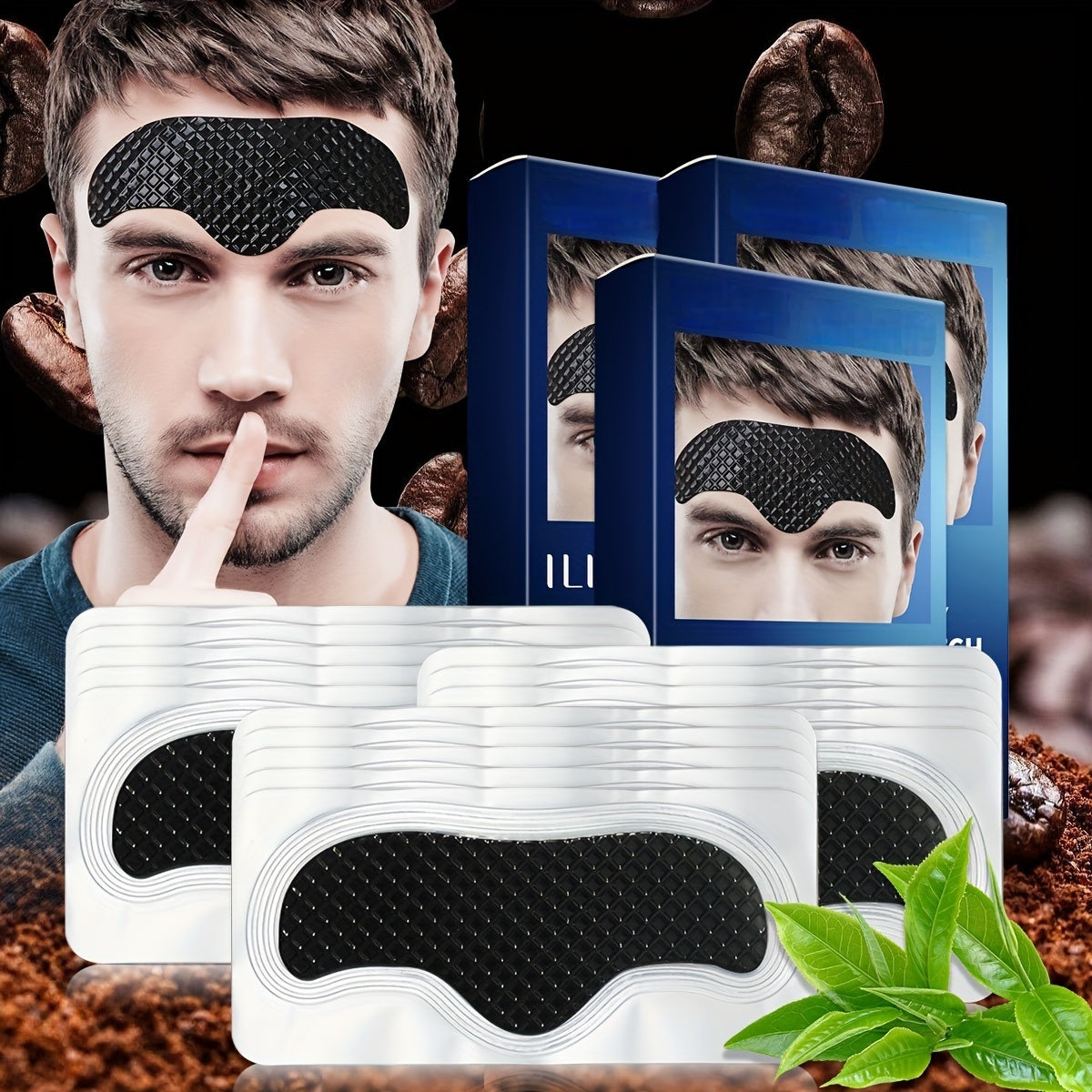Black Energy Collagen Forehead Patches – 3-Box Set of Anti-Wrinkle Moisturizing Patches for Men, Deep Hydration and Revitalizing Skin Care