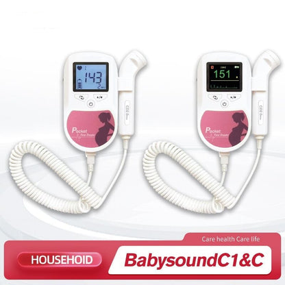 Fetal Heartbeat Doppler - Heart Beat Monitor Backlight LCD Pink Color with 2Mhz 3mhz 8Mhz