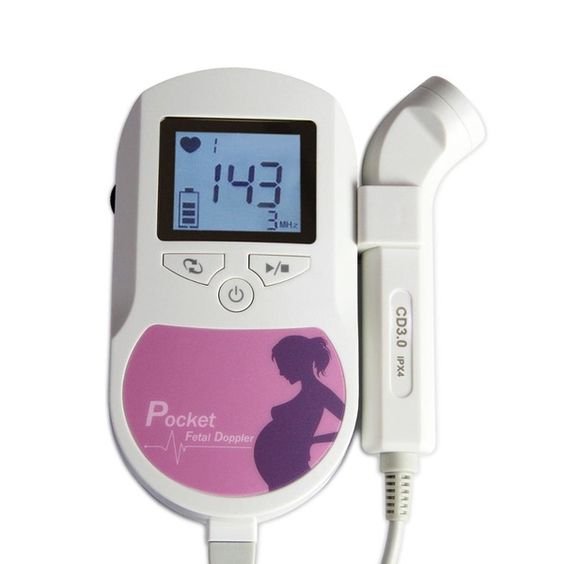 Fetal Heartbeat Doppler - Heart Beat Monitor Backlight LCD Pink Color with 2Mhz 3mhz 8Mhz