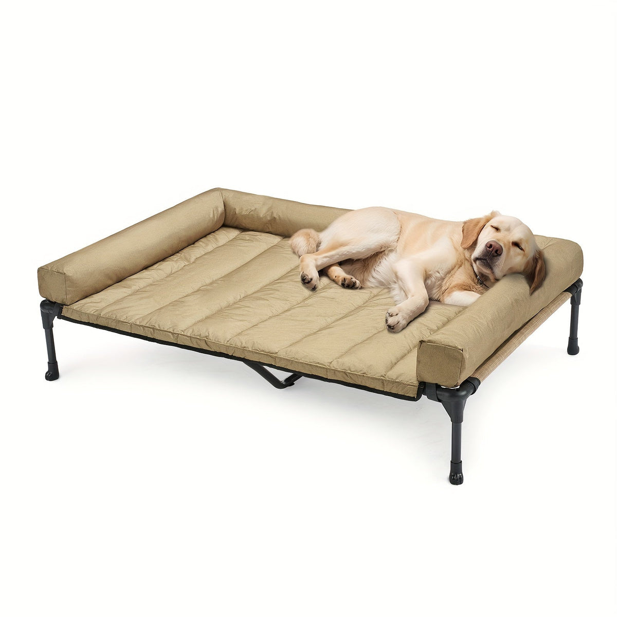 Raised Breathable Cooling Elevated Dog Bed with Pillow-Top – Mesh Bolster Pet Cot for Indoor/Outdoor Summer Comfort & Joint Support