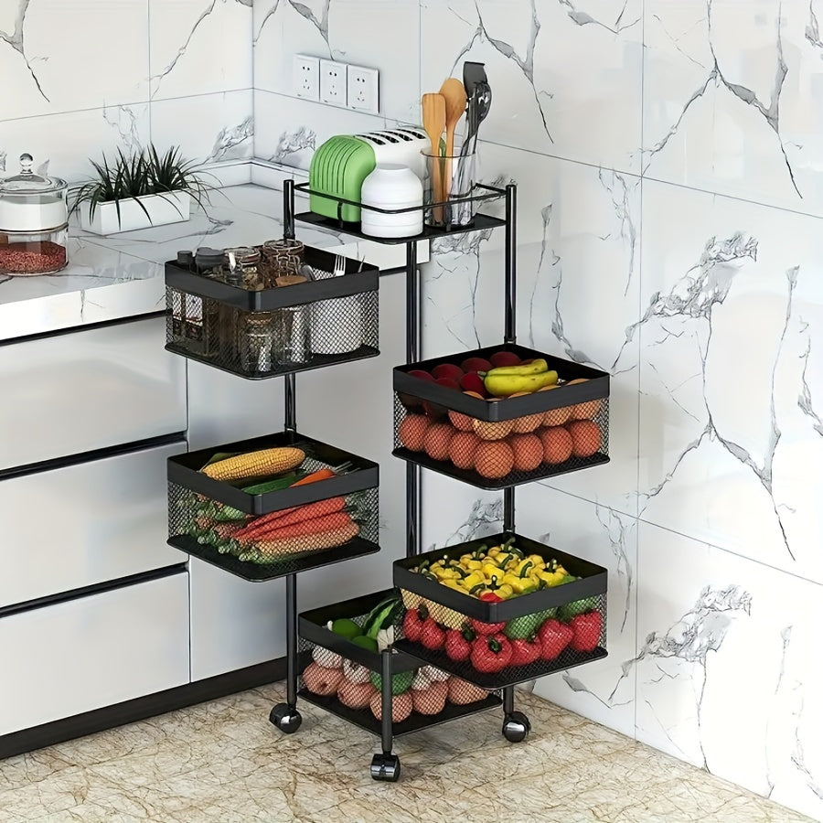 Rotating Kitchen Storage Tower – Multi-Tiered Organizer with Swivel Design for Spices, Snacks, or Beauty Products Anywhere