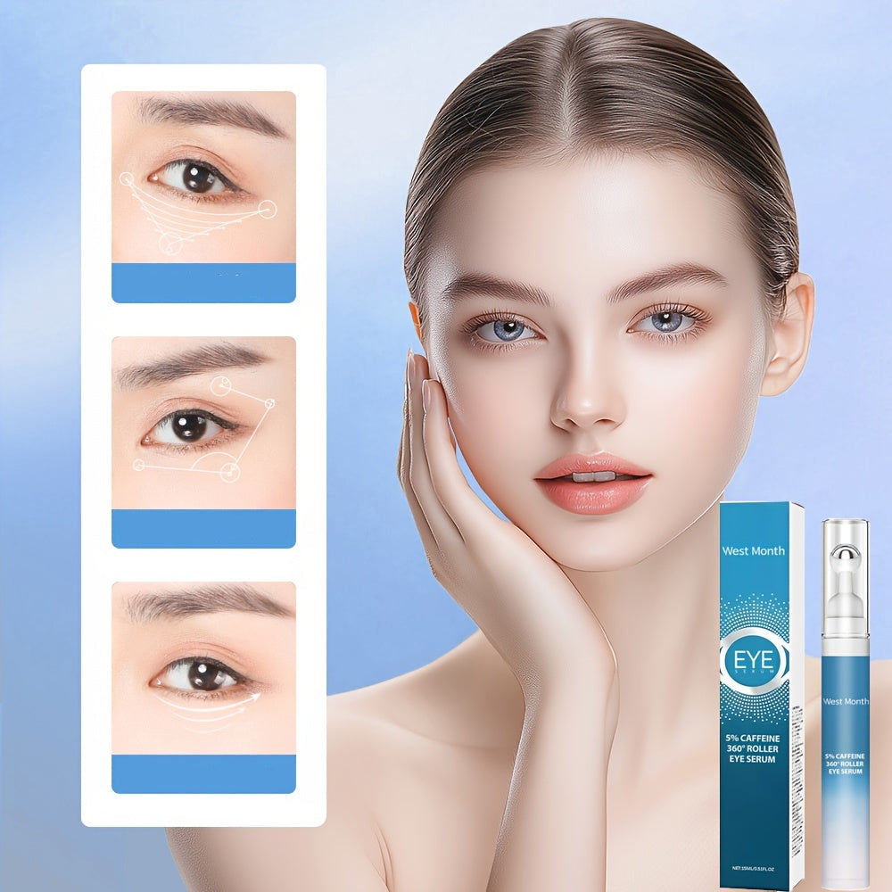 1pc Eye Serum with Caffeine, Hyaluronic Acid & Niacinamide, Hydrating, Moisturizing &Firming Light Beige, The Look Of Dark Circles, Brighten Light Beige, Lifting Eye Light Beige with 360° Massage Roller Ball, for All Light Beige Types