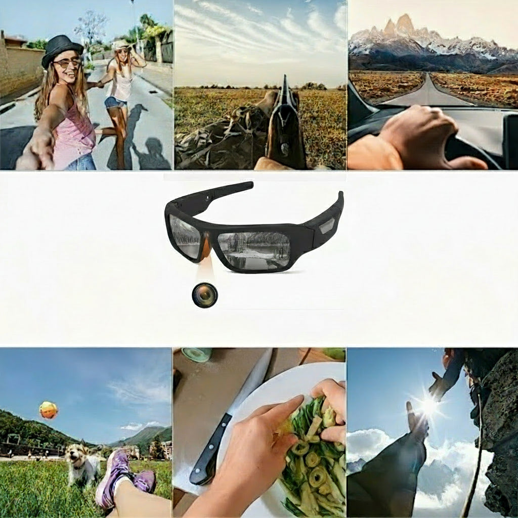 Camera Sunglasses – Hands-Free Video Recording Eyewear for Cycling, Fishing and Walking, Records to a microSD Card