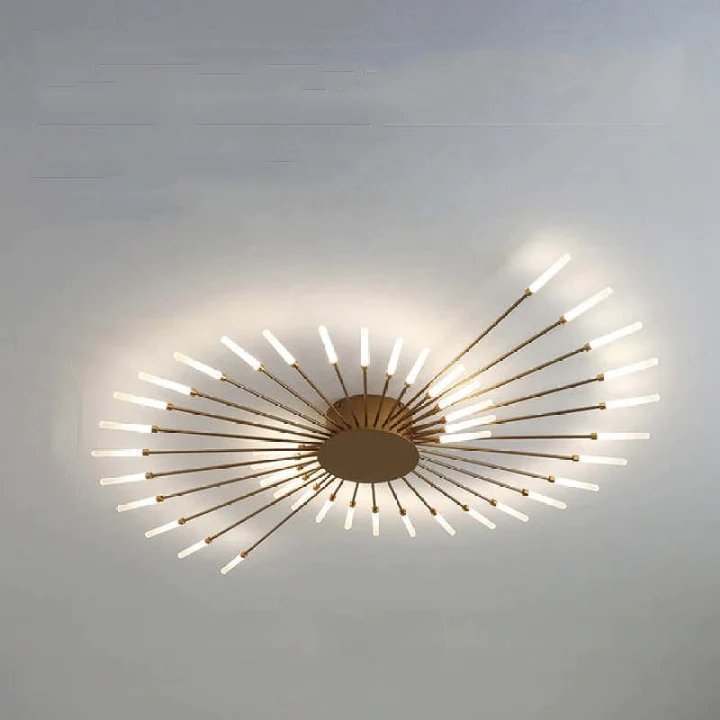 Firework Flush Ceiling Lamp LED with Center Light for Living Room, Sputnik, Flower Lighting Fixture