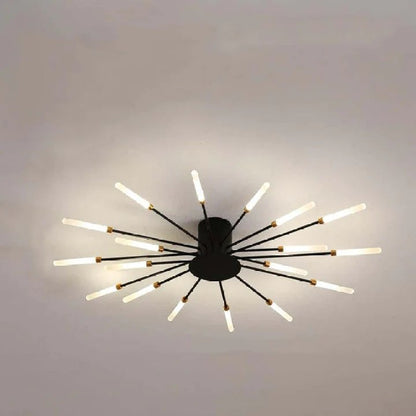 Firework Flush Ceiling Lamp LED with Center Light for Living Room, Sputnik, Flower Lighting Fixture