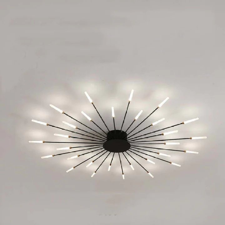 Firework Flush Ceiling Lamp LED with Center Light for Living Room, Sputnik, Flower Lighting Fixture