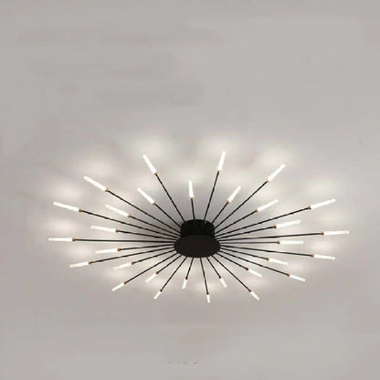 Firework Flush Ceiling Lamp LED with Center Light for Living Room, Sputnik, Flower Lighting Fixture