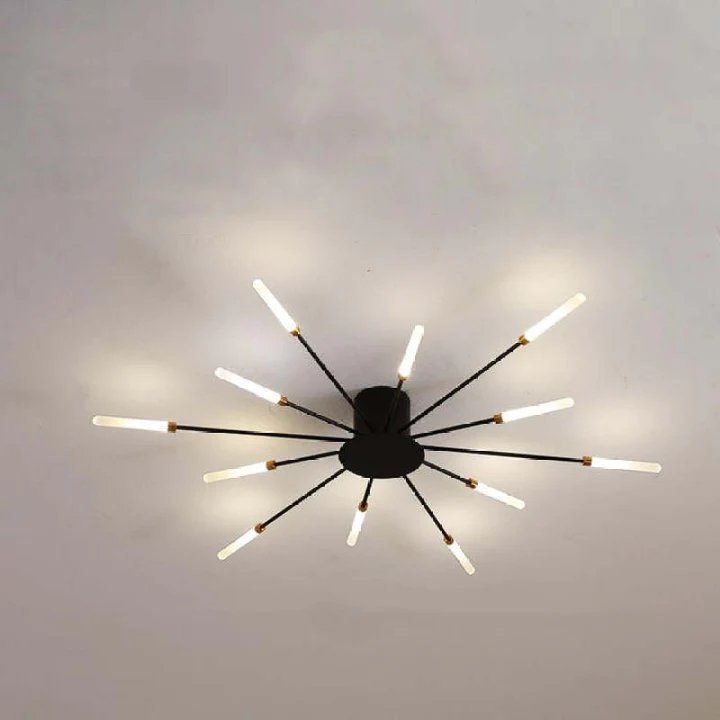 Firework Flush Ceiling Lamp LED with Center Light for Living Room, Sputnik, Flower Lighting Fixture