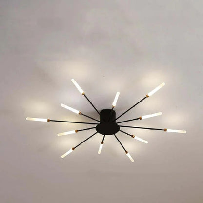 Firework Flush Ceiling Lamp LED with Center Light for Living Room, Sputnik, Flower Lighting Fixture