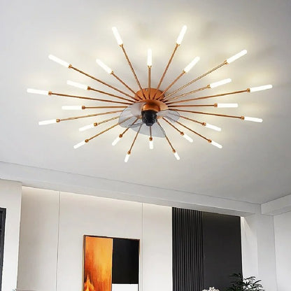 Firework Flush Ceiling Lamp LED with Center Light for Living Room, Sputnik, Flower Lighting Fixture