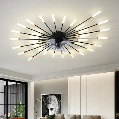 Firework Flush Ceiling Lamp LED with Center Light for Living Room, Sputnik, Flower Lighting Fixture