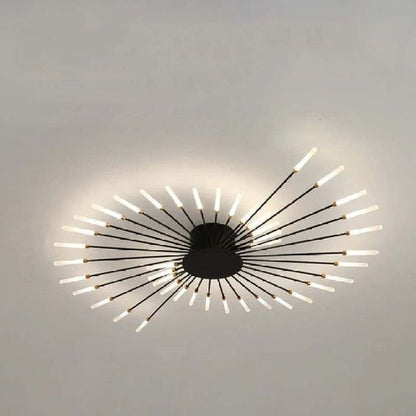 Firework Flush Ceiling Lamp LED with Center Light for Living Room, Sputnik, Flower Lighting Fixture