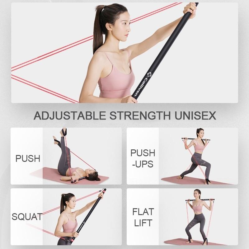 Stackable Resistance Band Bar Set - 5 Clip-On Bands, Two-Piece Bar, Handles, Ankle Straps & Door Anchor