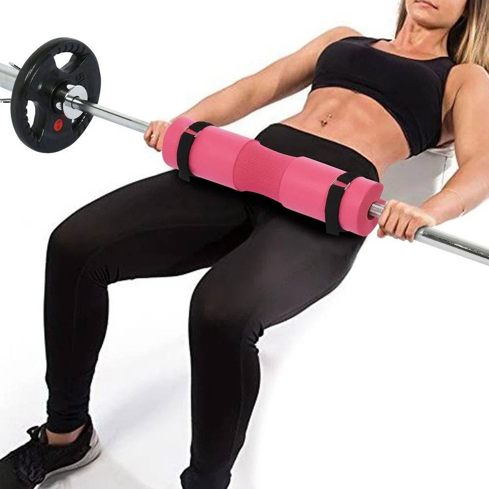 Barbell Pad for Squats and Hip Thrusts - Foam Neck and Shoulder Sleeve with Two Straps