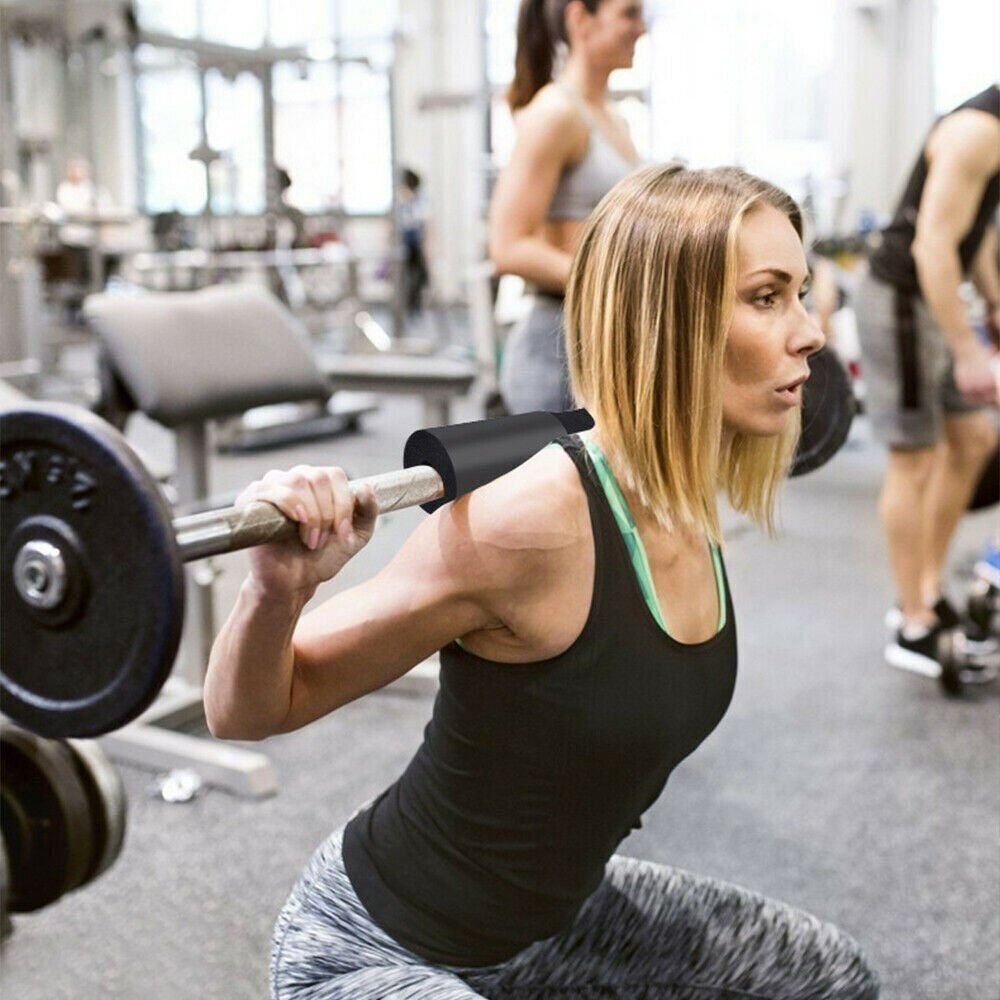 Barbell Pad for Squats and Hip Thrusts - Foam Neck and Shoulder Sleeve with Two Straps
