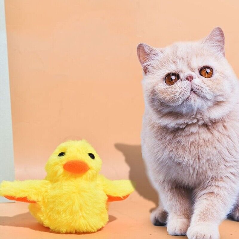Flapping Duck Cat Toy - Interactive Electric Bird Toys, Washable Cat Plush Toys with Vibration Sensor