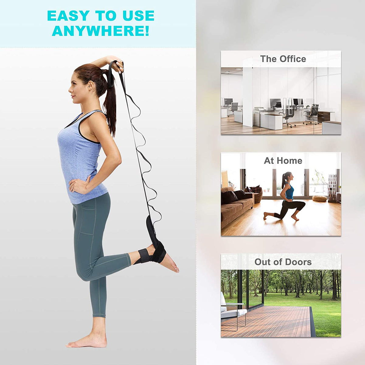 Flexibility Leg Stretcher Strap, For Pain Relief Foot, Calf, and Lower Back Pain