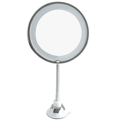 Flexible Gooseneck Makeup Mirror - 10X Magnifying Vanity Mirror with Suction Cup, 360 Degree Swivel, Daylight, Battery Operated, Cordless & Travel Mirror