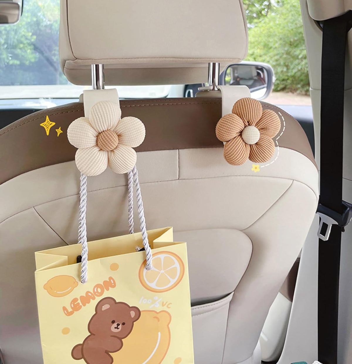 Floral Car Seat Hooks – Chic & Stylish Backseat Accessories for Hanging Bags, Clothes & More