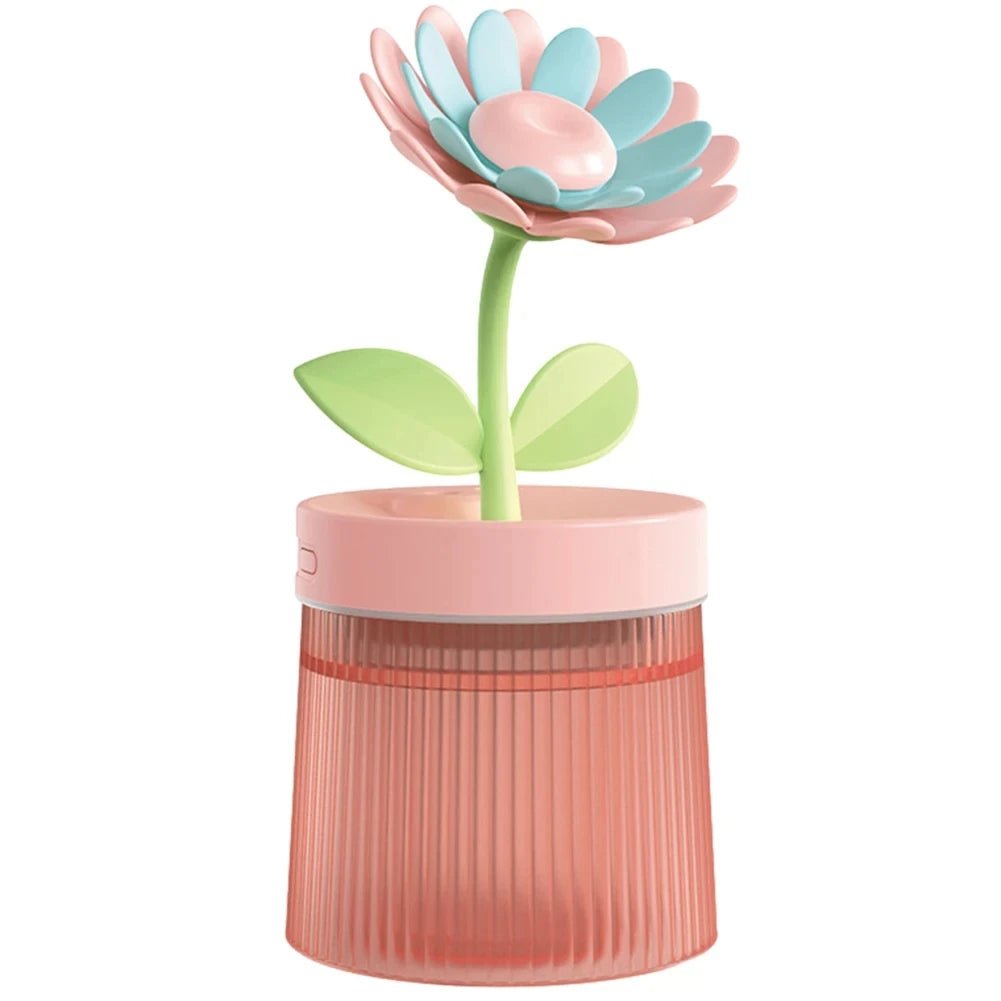 Flower Air Humidifier with Light – Compact & Silent USB Aromatherapy Diffuser for Bedroom, Car, and Desk – Hydrating & Refreshing Mist for Your Space
