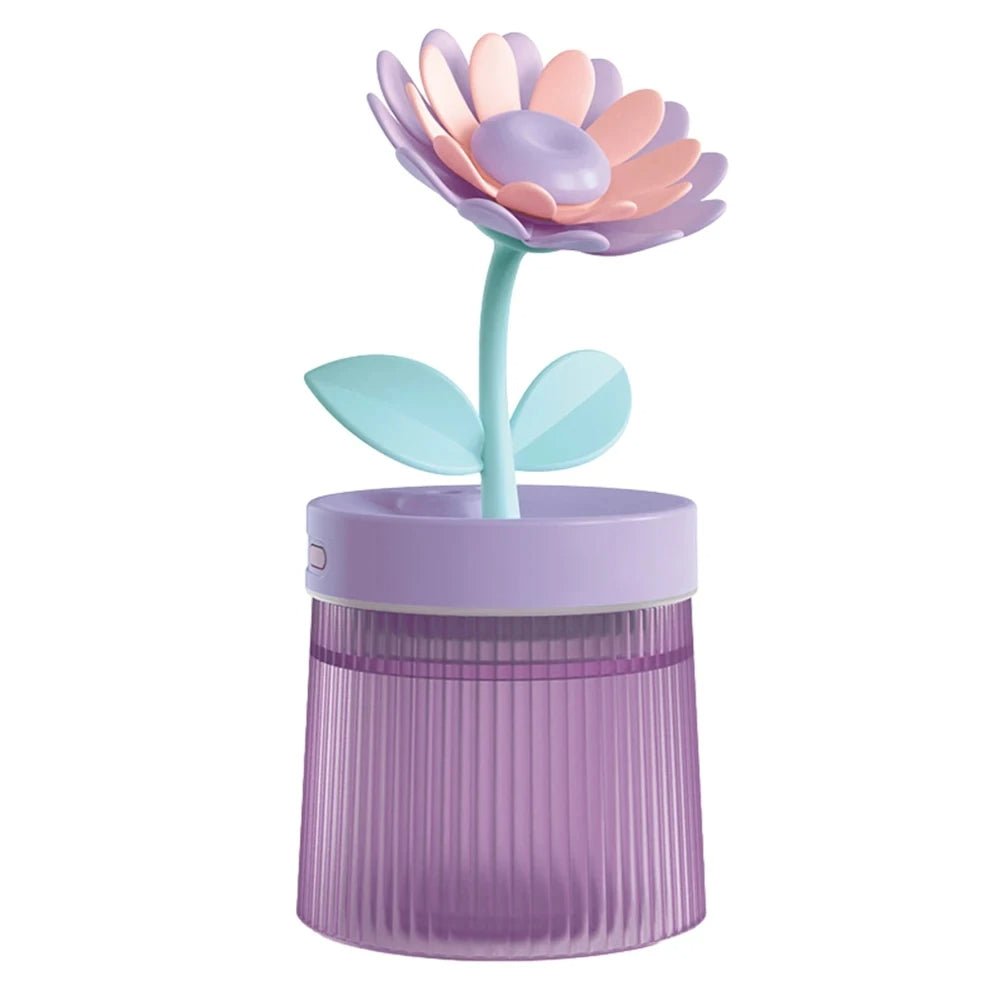 Flower Air Humidifier with Light – Compact & Silent USB Aromatherapy Diffuser for Bedroom, Car, and Desk – Hydrating & Refreshing Mist for Your Space