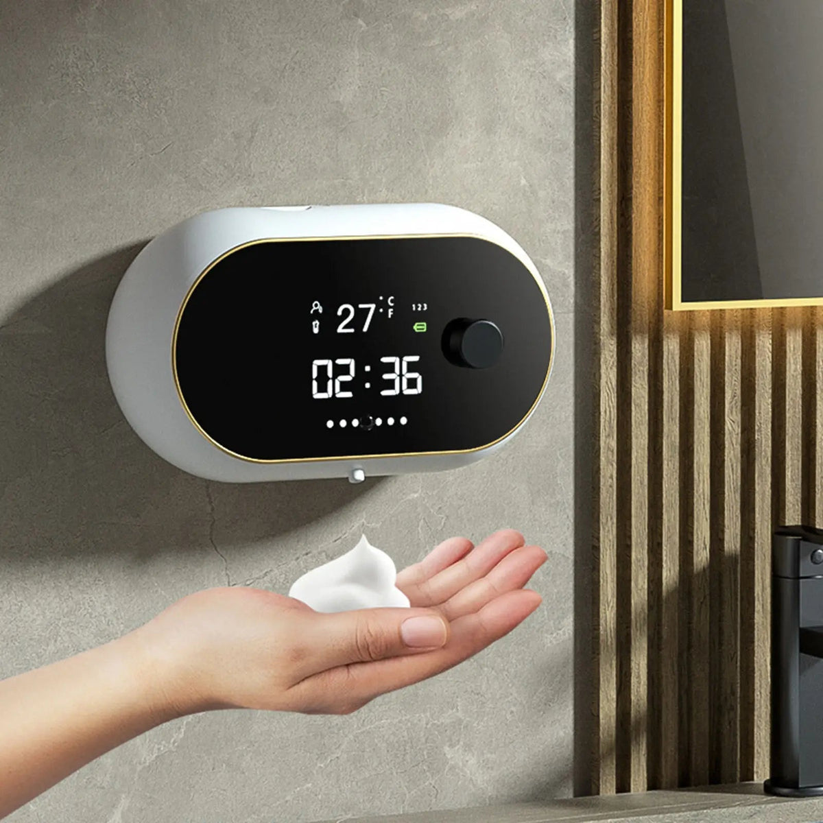 Sensing Foaming Soap Dispenser - Time Temperature Display Contactless Waterproof Automatic Soap Dispenser