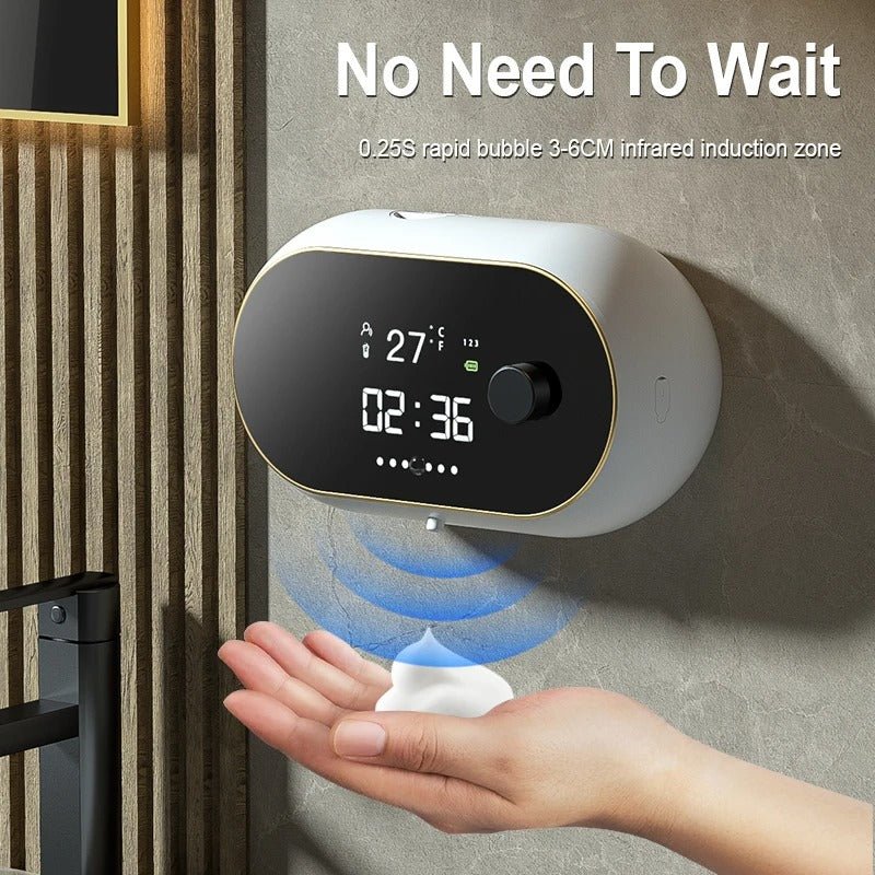 Sensing Foaming Soap Dispenser - Time Temperature Display Contactless Waterproof Automatic Soap Dispenser