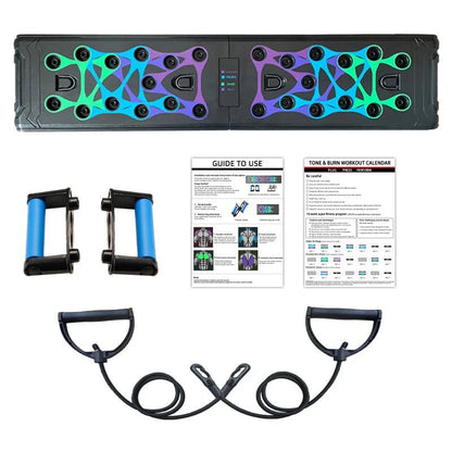 Foldable Push-Up Board with Automatic Smart Counter – 88cm ABS Strength Training Rack with Rubber Bands for Chest & Arm Workouts
