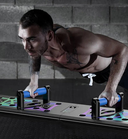 Foldable Push-Up Board with Automatic Smart Counter – 88cm ABS Strength Training Rack with Rubber Bands for Chest & Arm Workouts