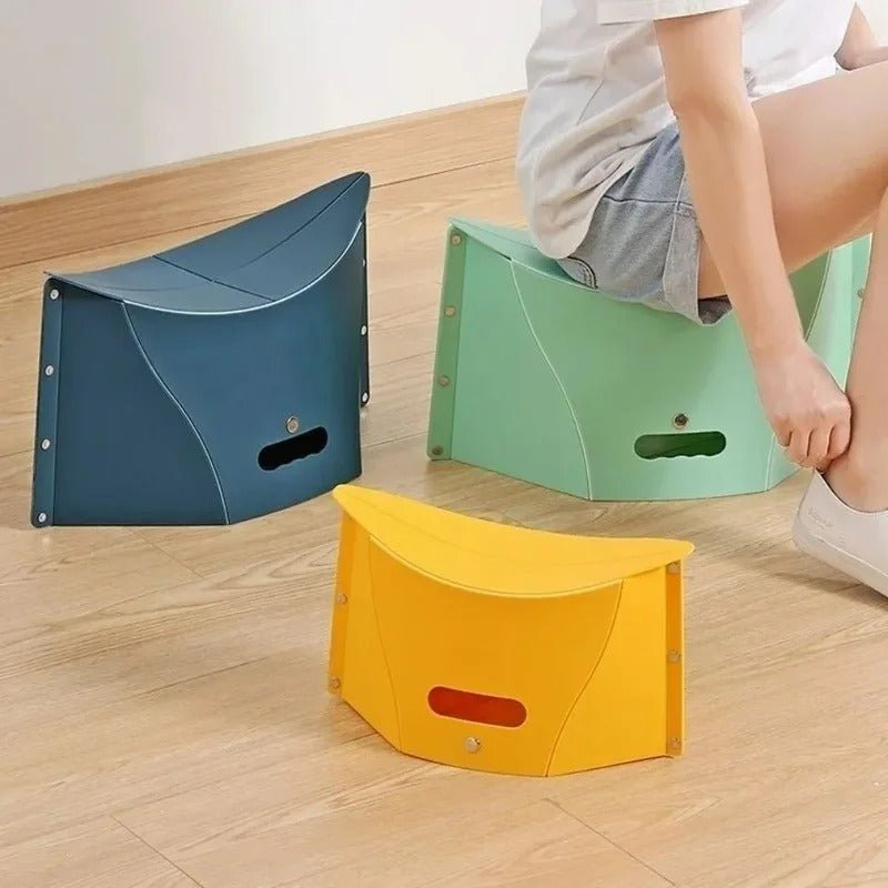 Folding Camp Stool - Ultra-Slim Portable Seat That Folds Flat for Camping, Fishing, Travel and Lines