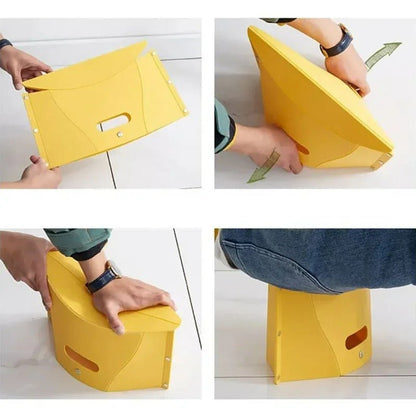 Folding Camp Stool - Ultra-Slim Portable Seat That Folds Flat for Camping, Fishing, Travel and Lines