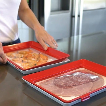 Food Preservation Tray - Stackable, Reusable Food Tray with Plastic Lid