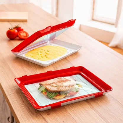 Food Preservation Tray - Stackable, Reusable Food Tray with Plastic Lid