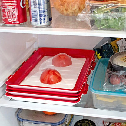 Food Preservation Tray - Stackable, Reusable Food Tray with Plastic Lid