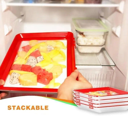 Food Preservation Tray - Stackable, Reusable Food Tray with Plastic Lid