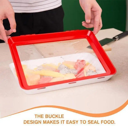 Food Preservation Tray - Stackable, Reusable Food Tray with Plastic Lid