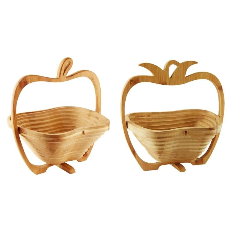 Bamboo Folding Fruit Basket & Cutting Board – Collapsible Vegetable Tray Doubles as Chopping Block & Space-Saving Food Storage Solution