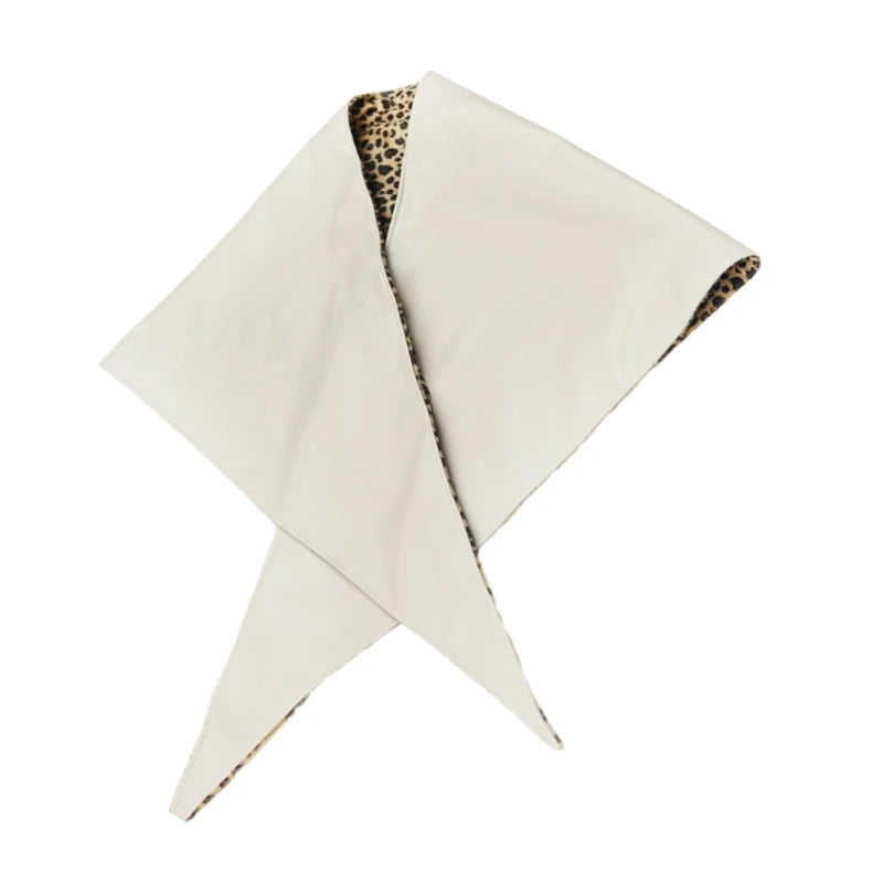 PU Leather and Leopard Bandana Headscarf – Handmade Hairscarf for Bold Style, Festival Wear & Artistic Statement Accessory