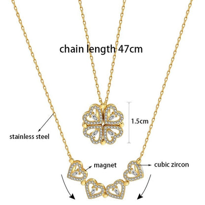 Four-Leaf Heart-shaped Necklace