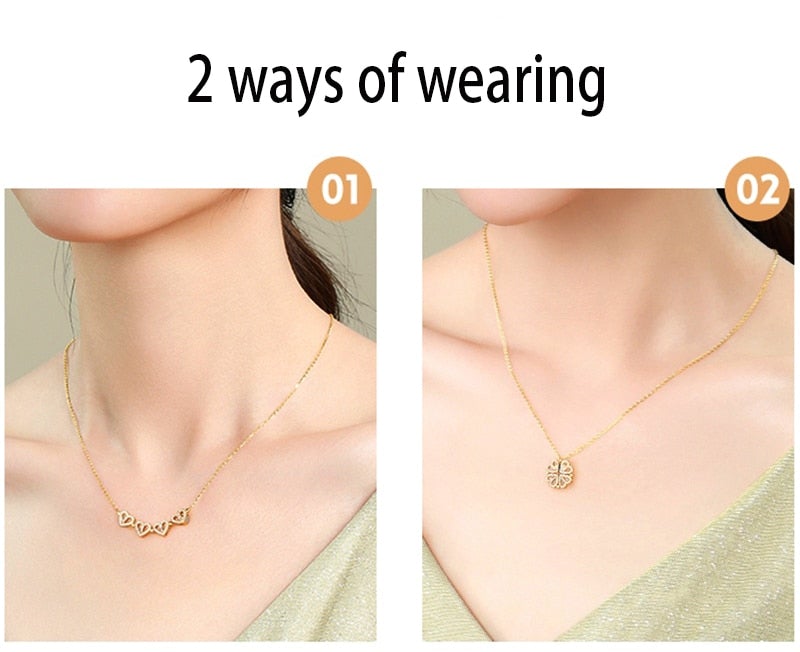 Four-Leaf Heart-shaped Necklace