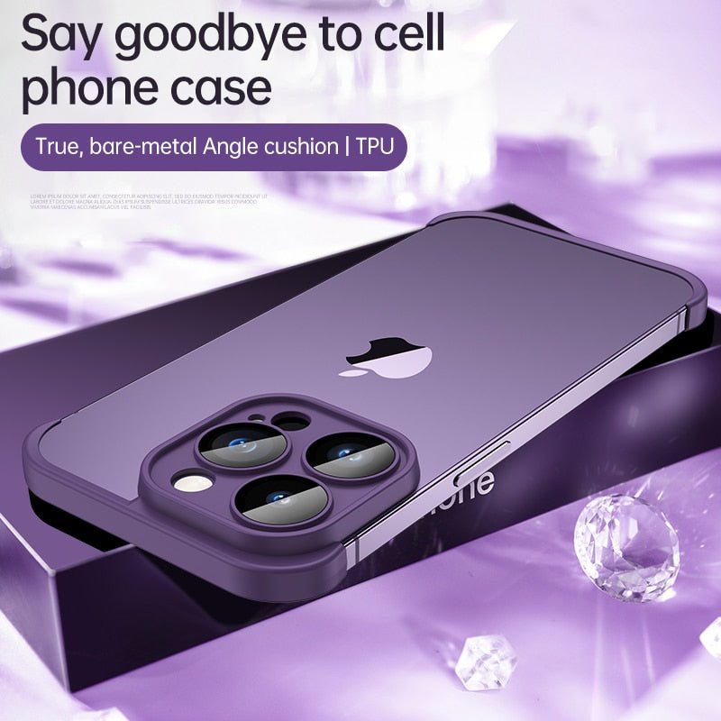 Frameless Bumper with Glass Lens Protector -  Shockproof Phone Cover On iPhone 11 and 14 Series