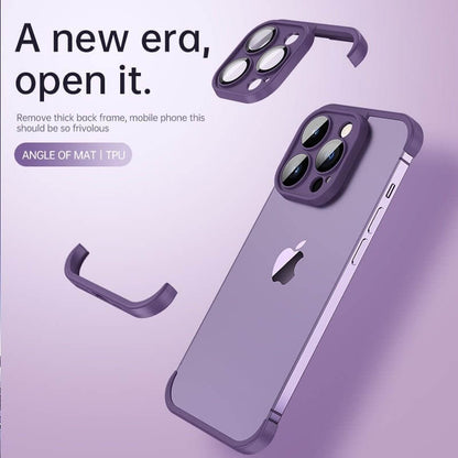 Frameless Bumper with Glass Lens Protector -  Shockproof Phone Cover On iPhone 11 and 14 Series