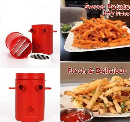 French Fry Potato Cutter - 2 in 1 Instant Red French Fries Maker Cutter for Home Kitchen