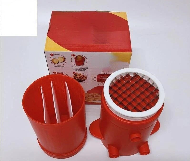 French Fry Potato Cutter - 2 in 1 Instant Red French Fries Maker Cutter for Home Kitchen