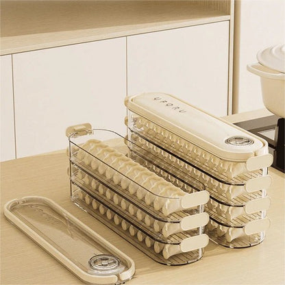 Fridge Storage Boxes With Lids - Stackable Transparent Dumpling Storage Box