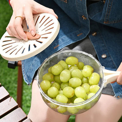 Fruit Drain Basket with Lid – Foldable Vegetable Washing Bowl & Colander for Effortless Kitchen Cleaning and Storage