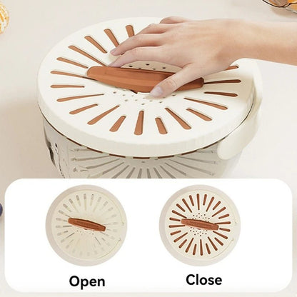 Fruit Drain Basket with Lid – Foldable Vegetable Washing Bowl & Colander for Effortless Kitchen Cleaning and Storage