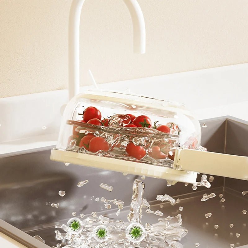 Fruit Drain Basket with Lid – Foldable Vegetable Washing Bowl & Colander for Effortless Kitchen Cleaning and Storage