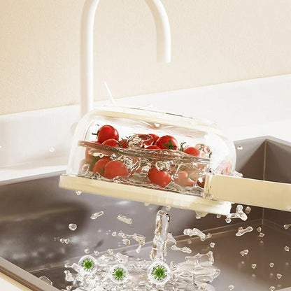 Fruit Drain Basket with Lid – Foldable Vegetable Washing Bowl & Colander for Effortless Kitchen Cleaning and Storage